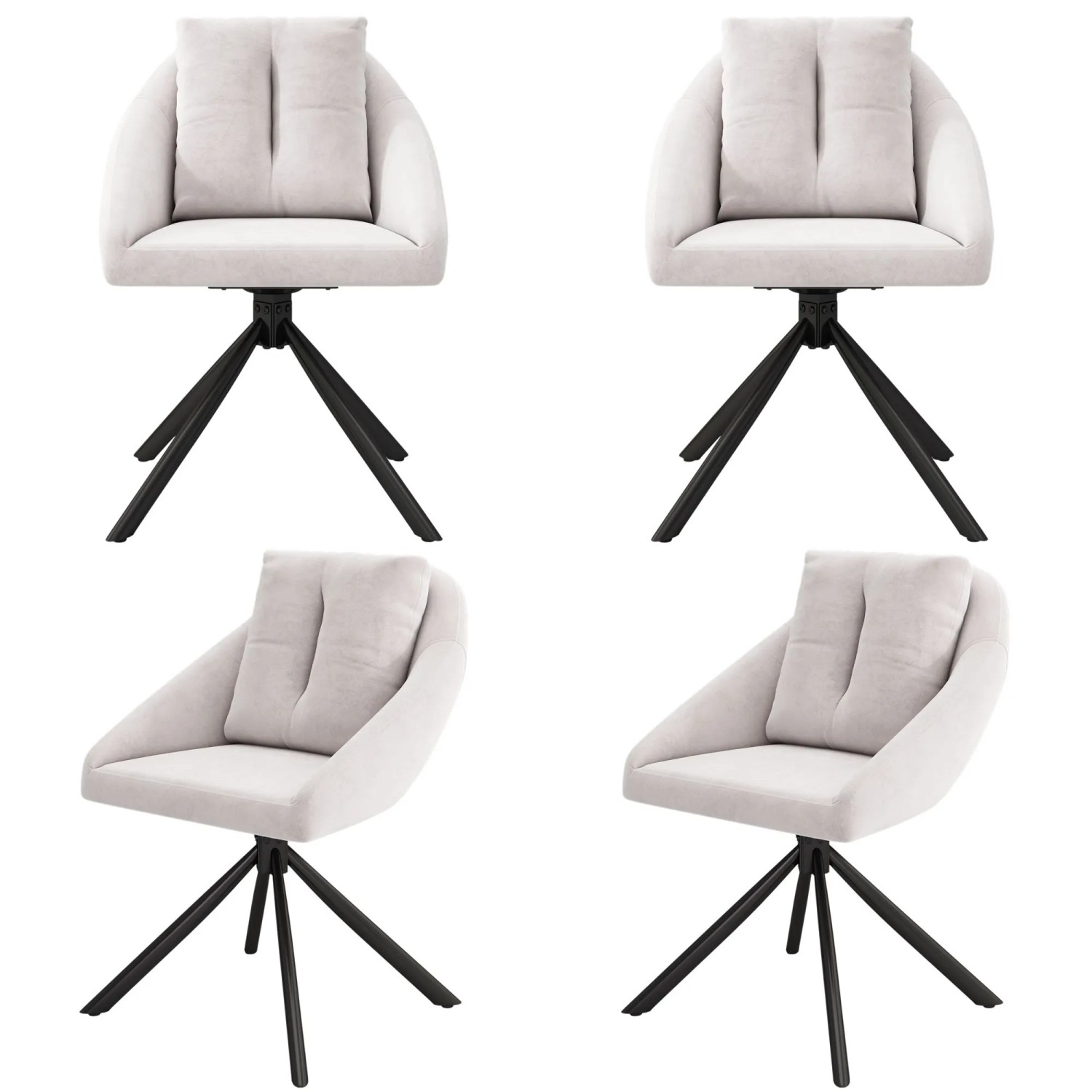 Merax Samt Esszimmerstuhl 4er Set Drehbar Ergonomisch Beige