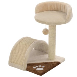Beiger und brauner vidaXL Katzenkratzbaum mit Sisal, Höhle und Liegefläche.