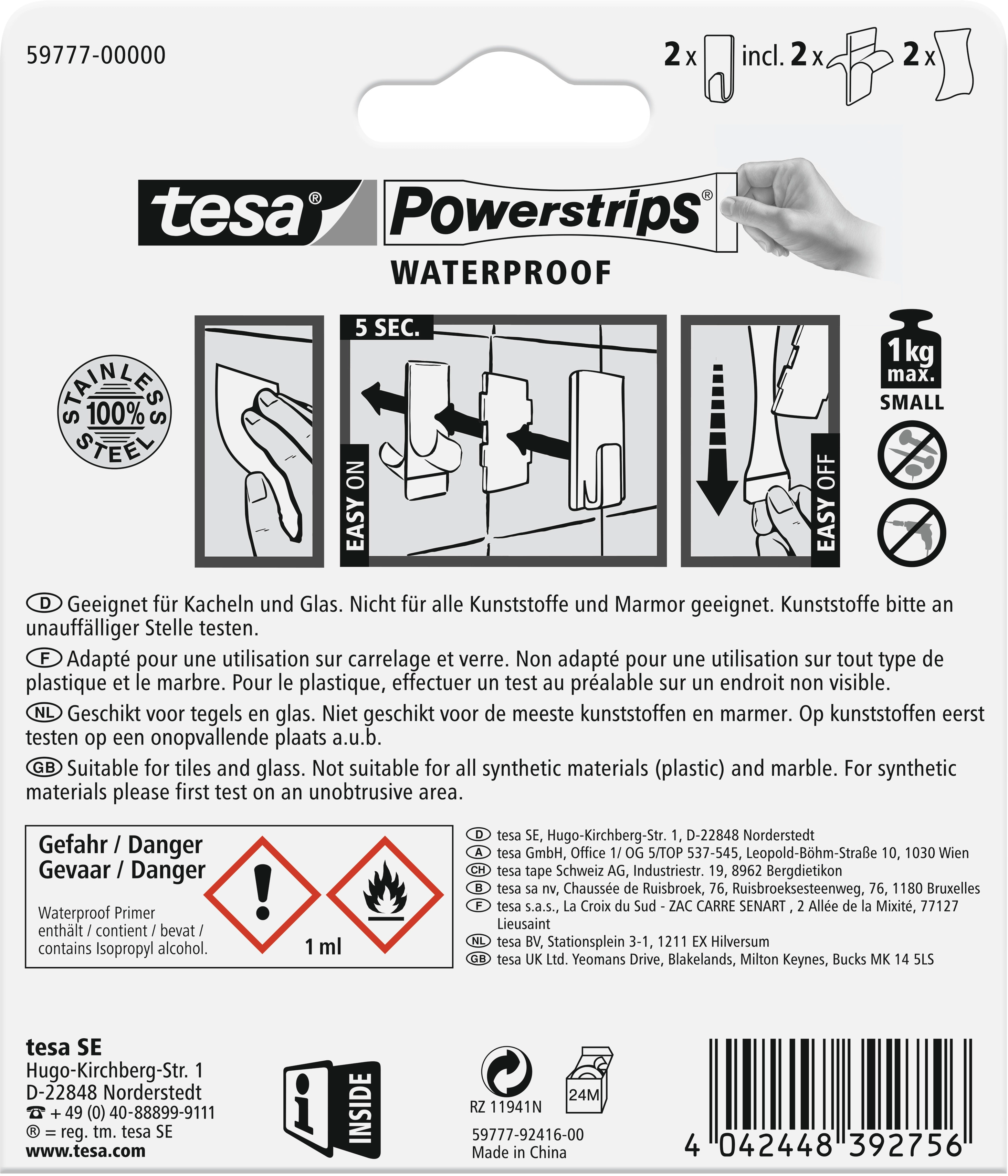 Tesa Powerstrips Haken Waterproof Zoom Edelstahl Small 2 Stück kaufen bei  OBI