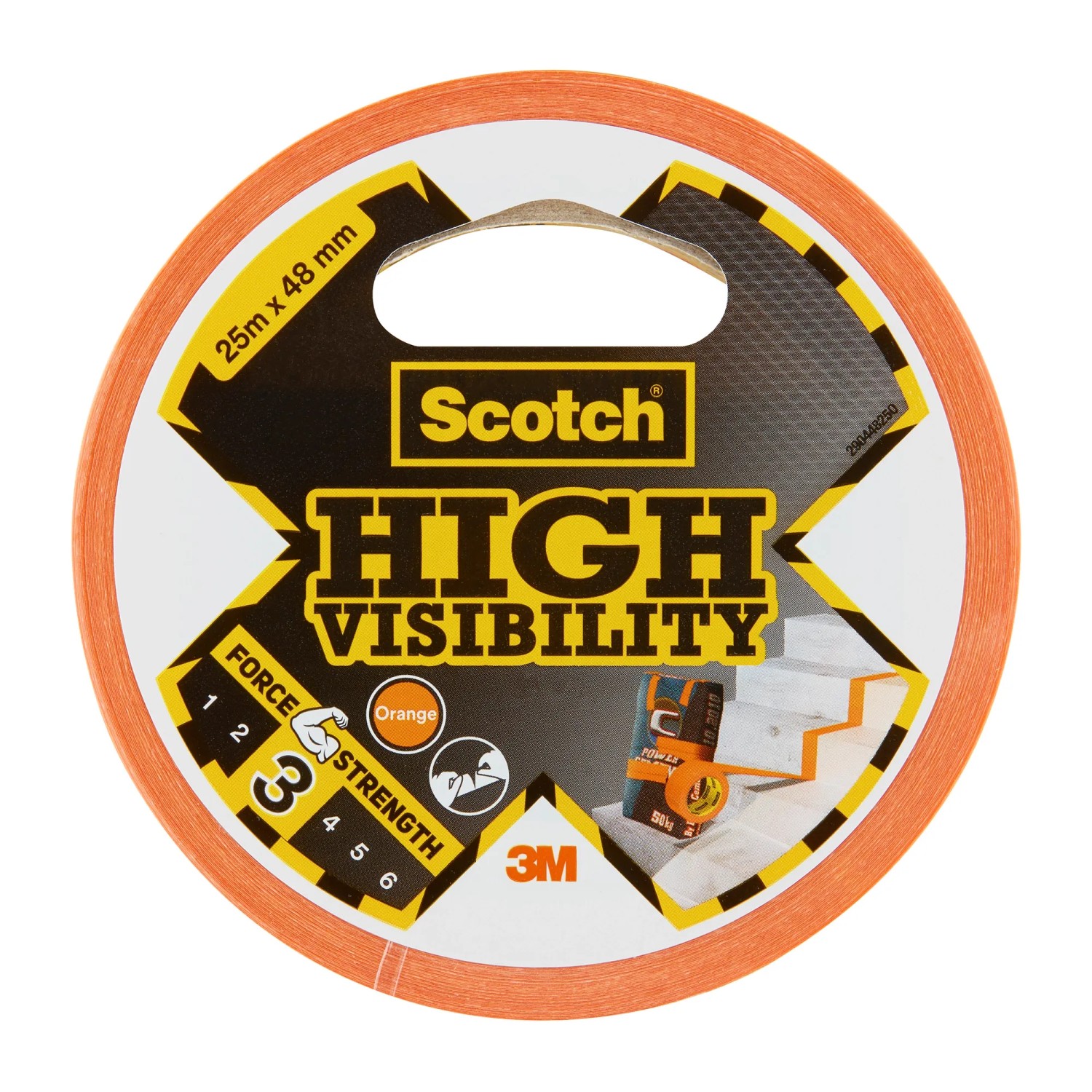 Orangefarbenes Scotch High Visibility Klebeband, 25 m x 48 mm, für gut sichtbare Reparaturen.