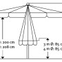 Skizze des Schneider Marktschirms Jumbo Ø 400 cm mit Maßangaben.