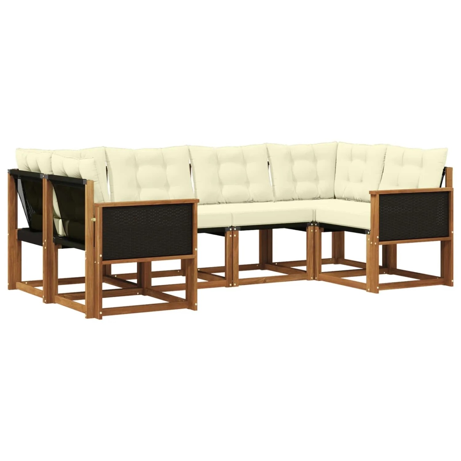 vidaXL Outdoor-Sofagarnitur mit Kissen 6 Stk Natur und Creme 3382166