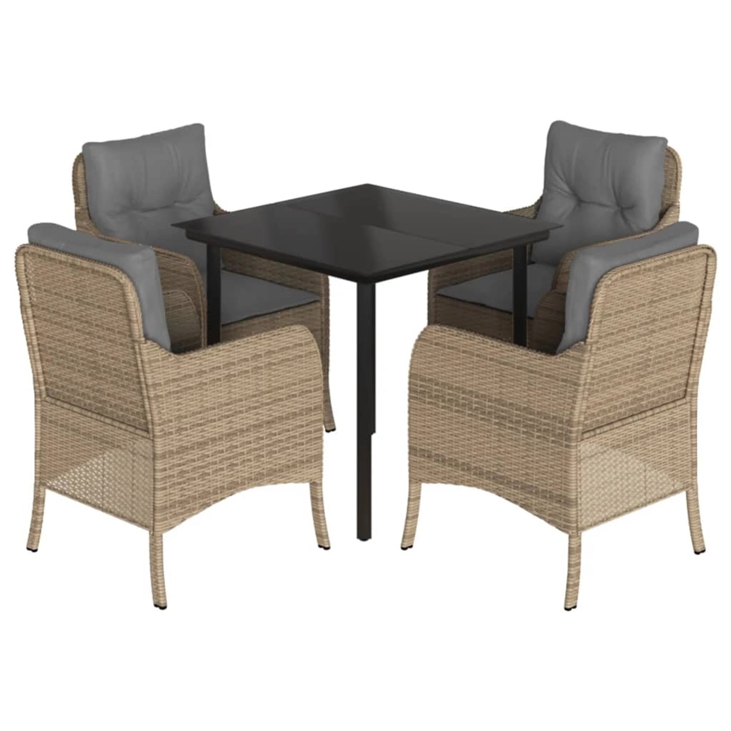 vidaXL 5-Tlg Garten-Essgruppe mit Kissen Beige Poly Rattan 3211984 günstig online kaufen