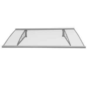 TRUTZHOLM Türvordach 115x100cm, Aluminium, transparent. Pultbogenform, silberne Träger.