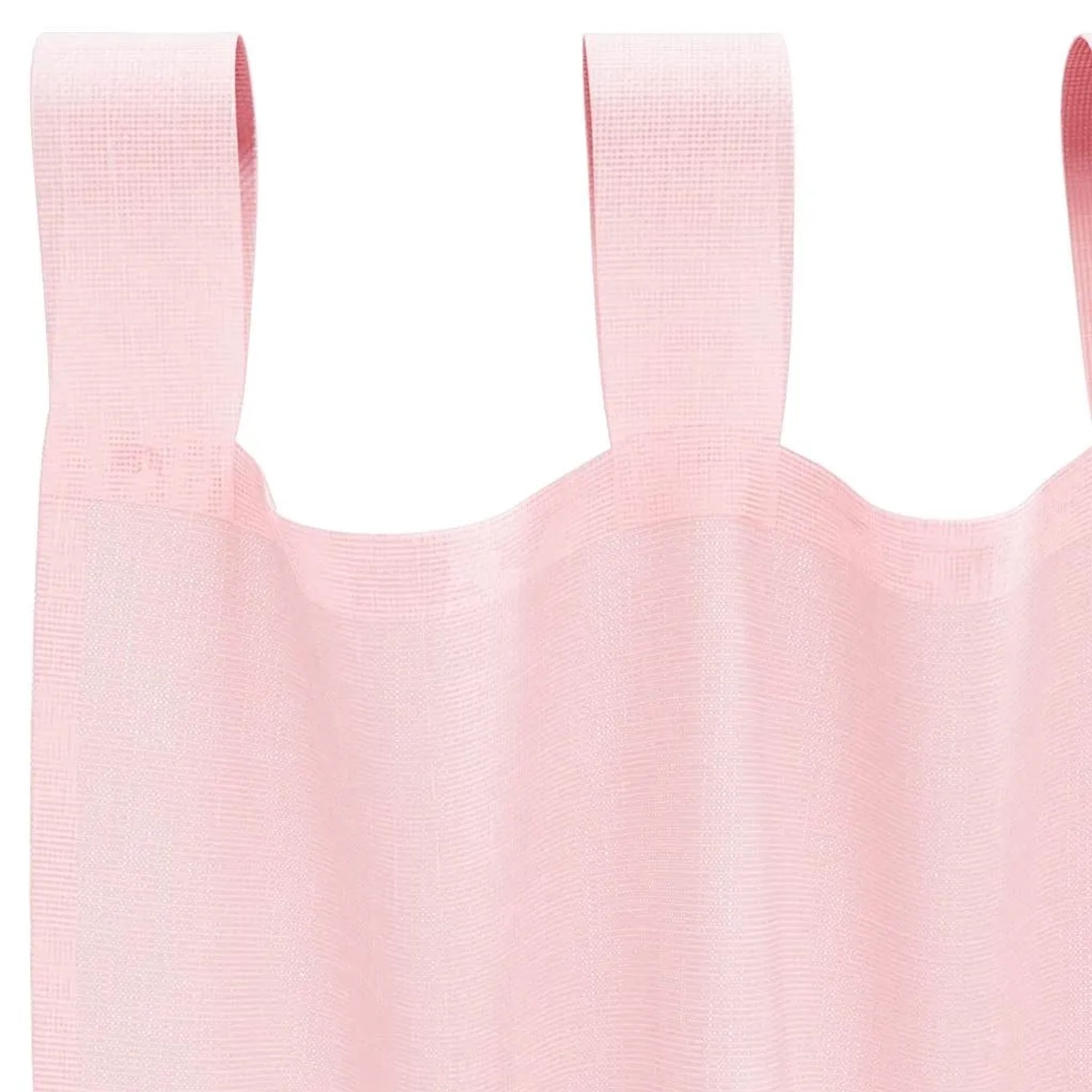 Hellrosa Voile Vorhang mit Schlaufen, halbtransparentes Polyestergewebe für Fenstervorhänge.