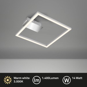 Brilo LED-Deckenleuchte Nici, silberfarben, quadratisch, warmweißes Licht.