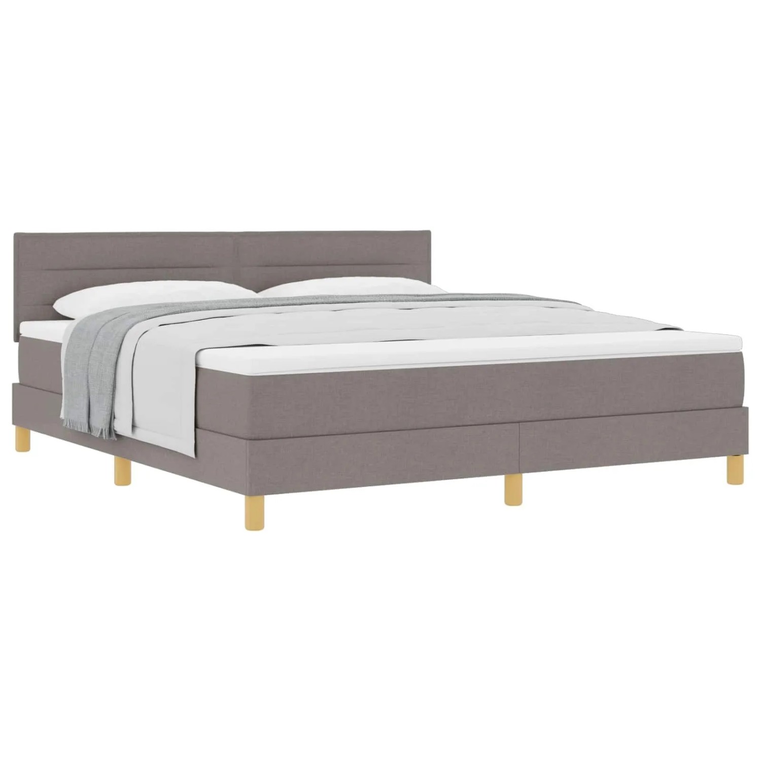 vidaXL Boxspringbett mit Matratze Taupe 180 x 200 cm Stoff 3338864