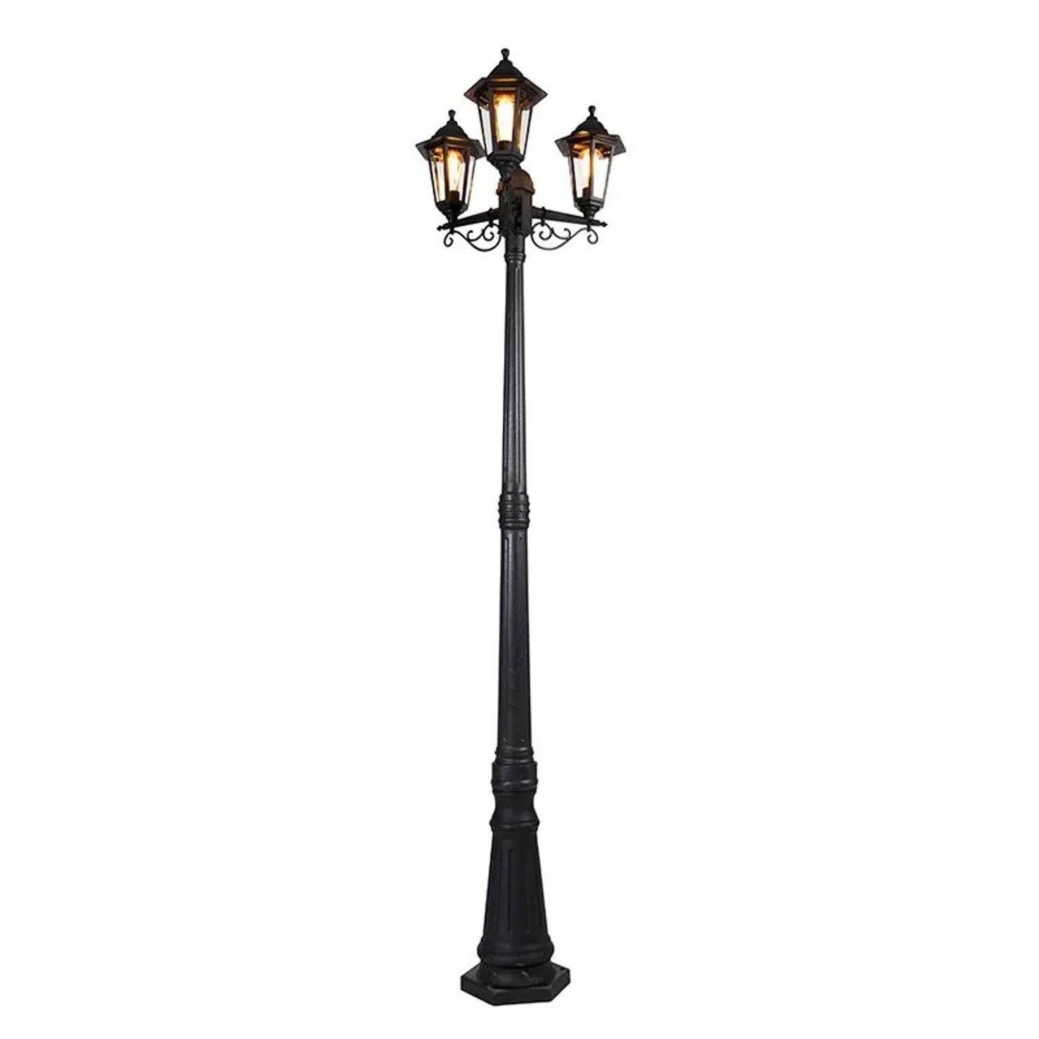 QAZQA Klassische Außenlaterne Schwarz 3 Flammig IP44 New Haven