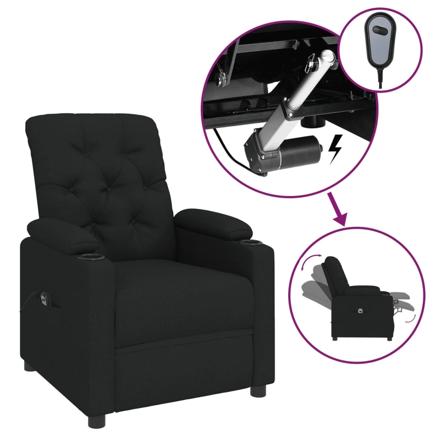vidaXL Relaxsessel Elektrisch Schwarz Stoff 3098841 günstig online kaufen