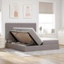 vidaXL Bett mit LED-Lichtleisten mit Kopfteil Taupe 200 x 200 cm Stoff 3372830_5