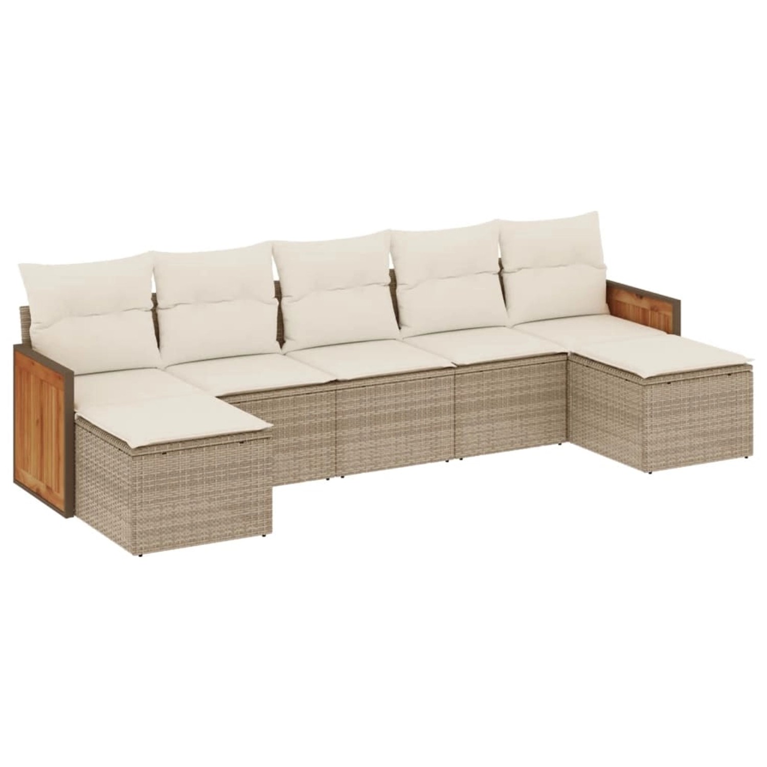 vidaXL 7-Tlg Garten-Sofagarnitur mit Kissen Beige Poly Rattan 3260315 günstig online kaufen