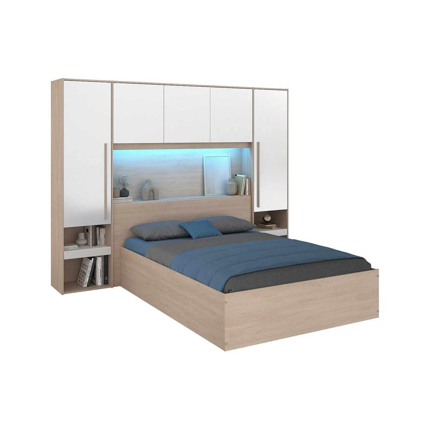 Vente-unique Bett Mit Bettkasten Velona Naturfarben Hell  Weiß 265.2 cm