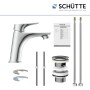 Schütt Waschtischarmatur Boston Chrom mit Zubehör und Montageanleitung.