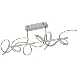 Moderne LED-Deckenleuchte Curls in Silber mit geschwungenem Design für Wohnräume.