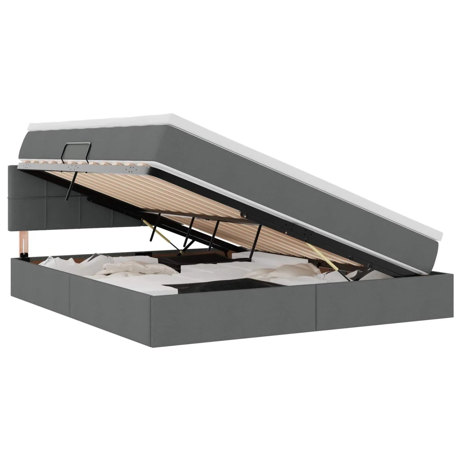 vidaXL Bett mit Stauraum und LED Dunkelgrau 160 x 200 cm Polyester 3371155