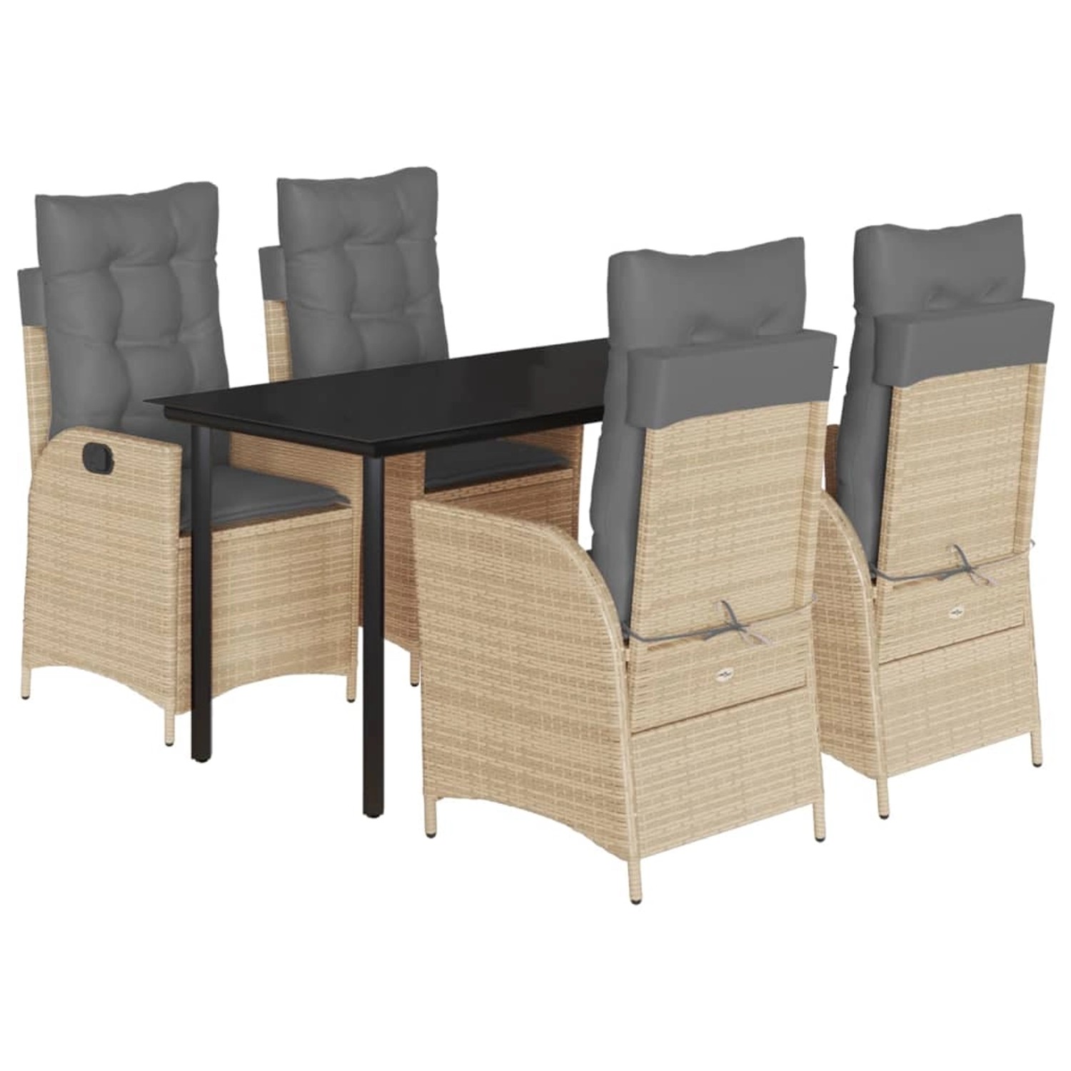 vidaXL 5-Tlg Garten-Essgruppe mit Kissen Beige Poly Rattan 3213267 günstig online kaufen