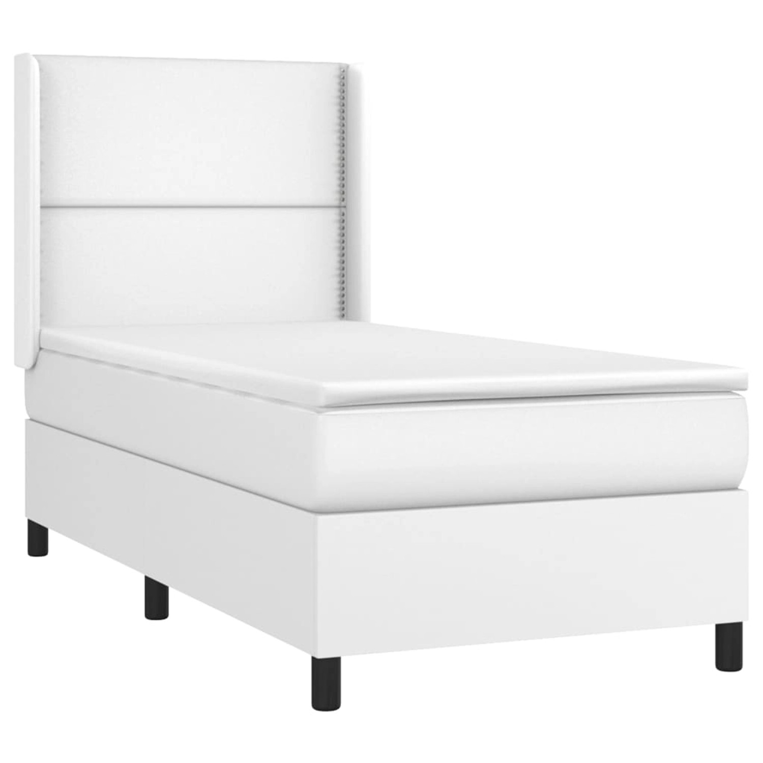vidaXL Boxspringbett mit Matratze & LED Weiß 90x200 cm Kunstleder 3139302 günstig online kaufen