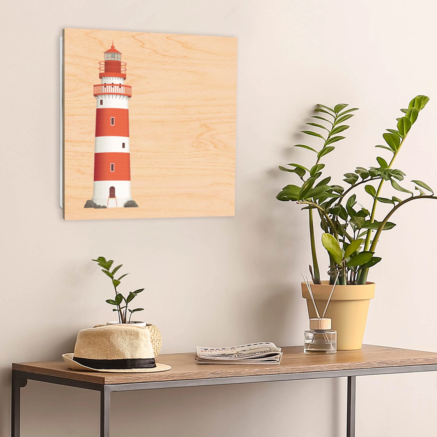 Banjado Schlüsselbox mit Küstenwächter-Motiv, 30x30cm, weiße Schlüsselkasten mit 50 Haken.