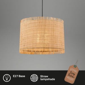 Briloner Pendelleuchte Swing Nature mit Strohschirm, 1-flammig, E27 Fassung.