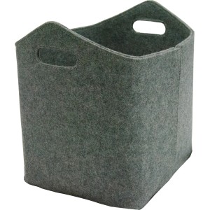 Eckige, graue Filzholztrage mit Tragegriffen für Kaminholz & Zubehör.