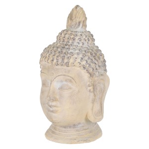 Beige-graue Buddha Figur (78cm) aus Kunststein für Garten & Haus.