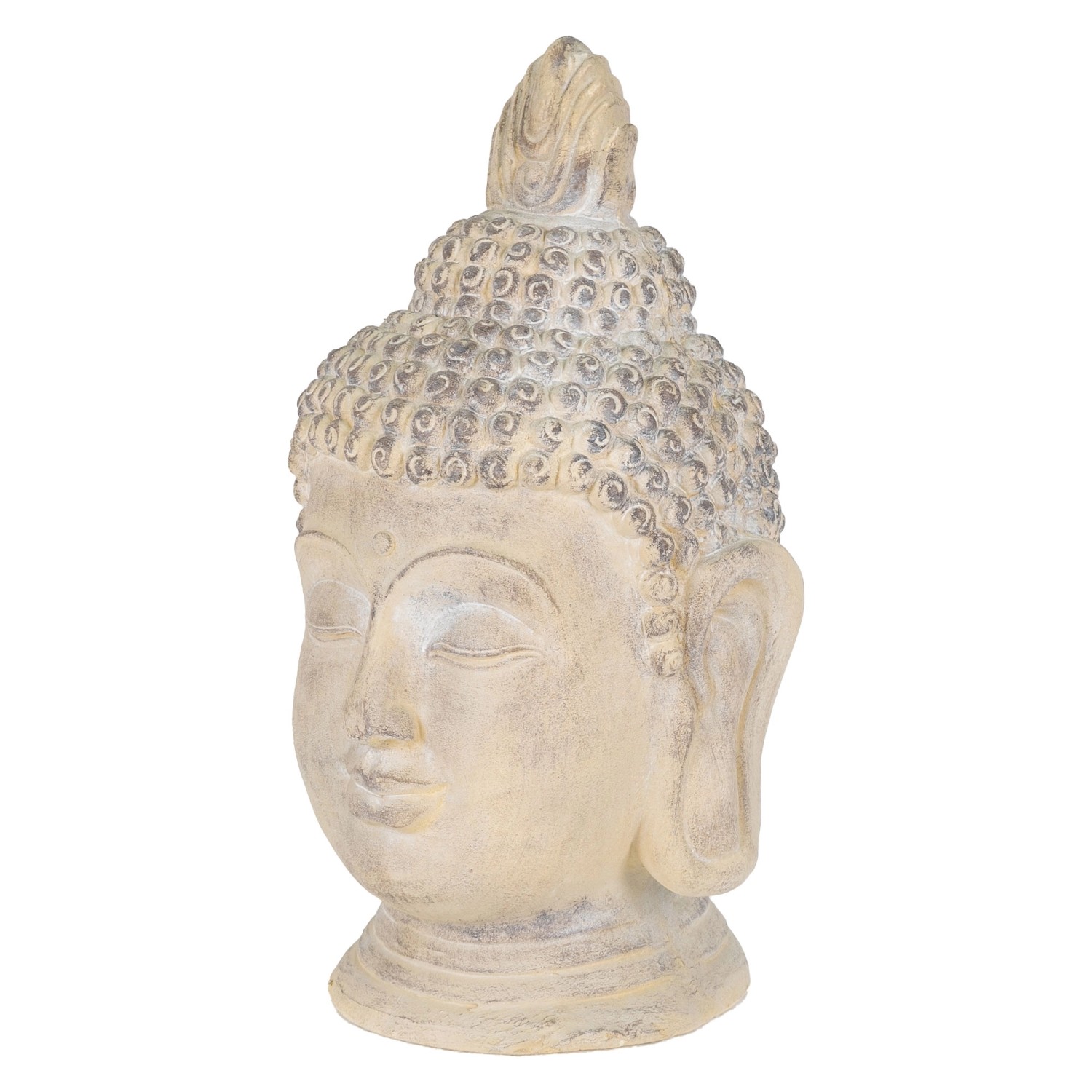 ECD Germany Buddha Figur 78 cm Beige/Grau Kunststein Polyresin Gartenfigur günstig online kaufen