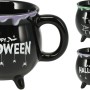 Tasse im Halloween-Design aus Dolomit, 13x10x10 cm, mit Schriftzug und Füßen.
