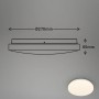 Weiße Brilo LED-Deckenleuchte Walk mit Bewegungsmelder. Technische Zeichnung zeigt Ø 270mm, 65mm Höhe.