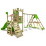 Fatmoose Spielturm BoldBaron mit Rutsche und Schaukel in Apfelgrün.