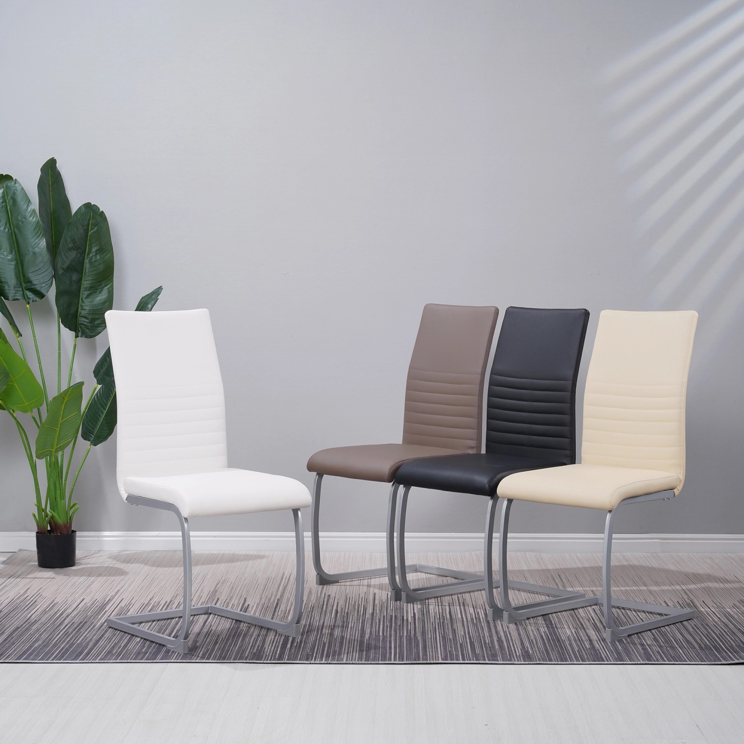 Albatros Freischwinger MURANO 4er Set Beige, Weiß, Braun und Schwarz mit Stahlgestell.