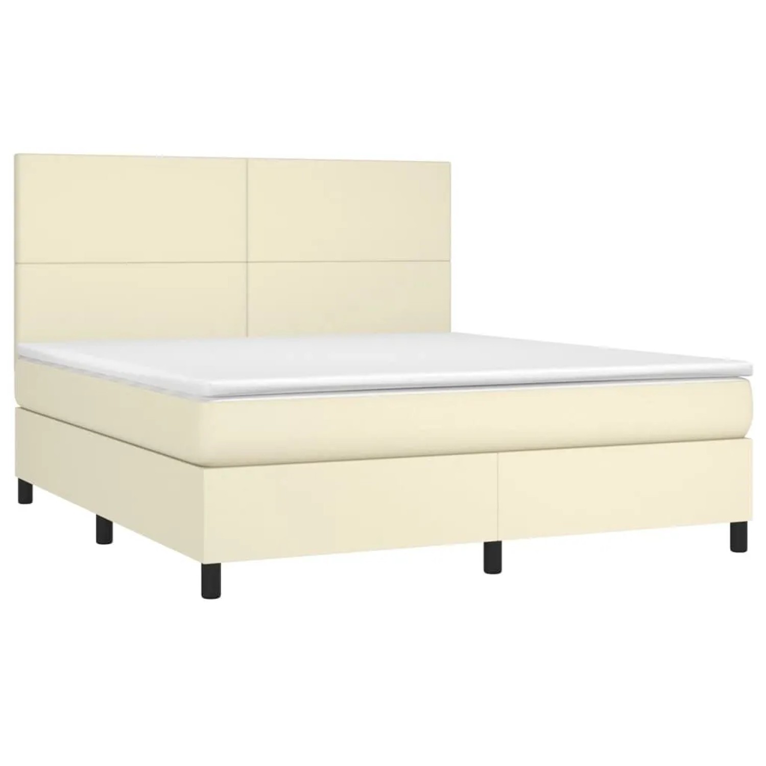 vidaXL Boxspringbett mit Matratze & LED Creme 180x200 cm Kunstleder 3135839