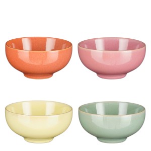 Mica Decorations Rico Schalen-Set, 4 Keramikschalen in Orange, Rosa, Gelb und Grün, Ø 12,5 cm.