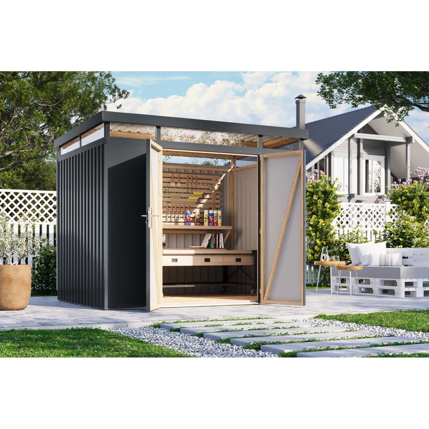 Karibu Metallgerätehaus Argos 3 Anthrazit
