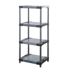 Graues PROREGAL Kunststoffregal Big Grey Bear mit 4 Böden, Fachlast 160kg, 138x70x46cm.