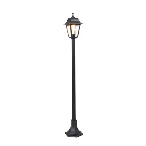 Schwarze QAZQA Laterne 'Hauptstadt', 122 cm, für den Außenbereich. Klassische Gartenleuchte.