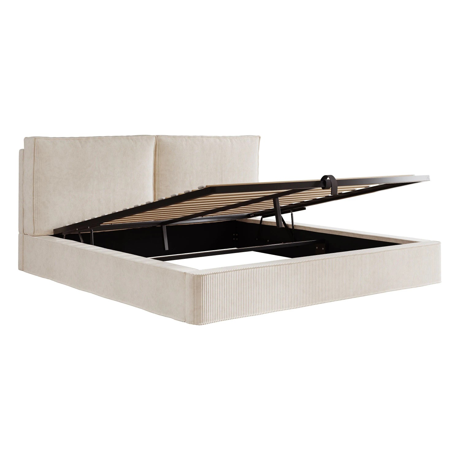 Merax Polsterbett 180x200 cm Stauraumbett Cord Beige