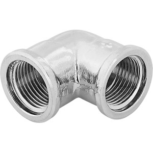 Winkel, Ø 14,9 mm (Rp 3/8), Messing, Gewindefitting zur Verbindung von Rohren im 90° Winkel.