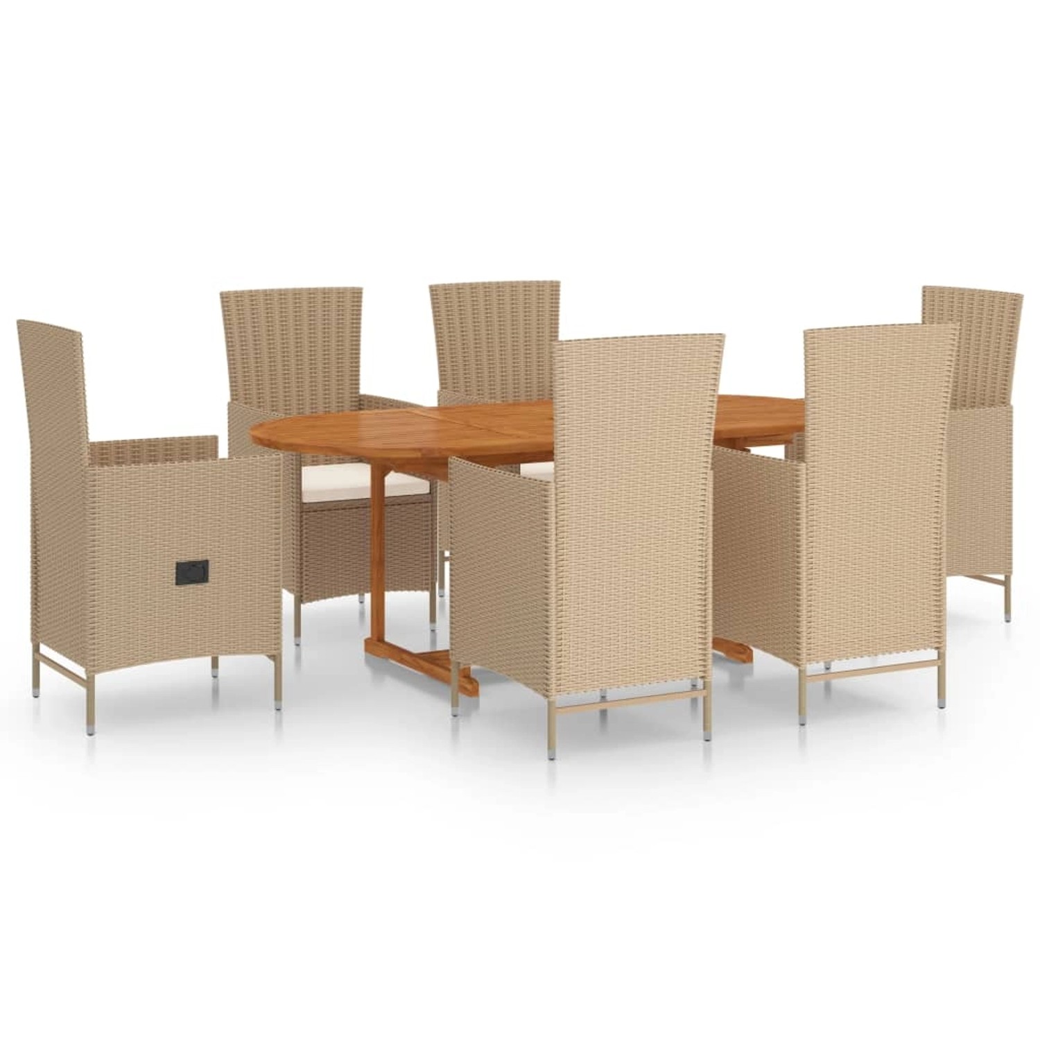 vidaXL 7-tlg Garten-Essgruppe Poly Rattan Beige Modell 2