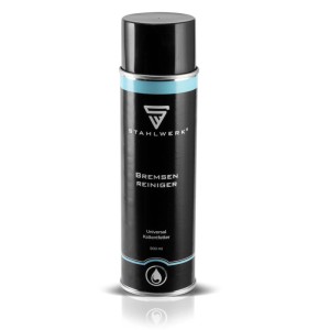 Schwarze STAHLWERK Bremsenreiniger 500 ml Spraydose mit blauen Akzenten. Universal Kaltentfetter für KFZ.