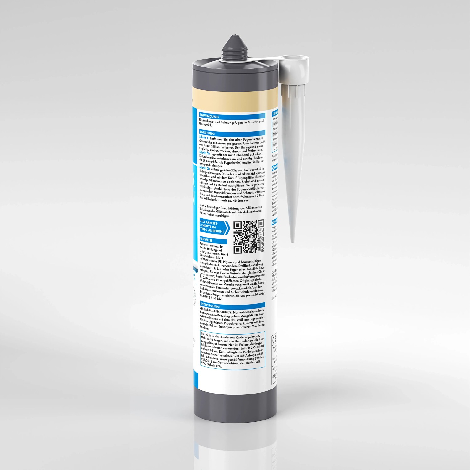 Knauf Sanitär-Silikon in Bahamabeige, 300ml Kartusche für Bad & Küche.