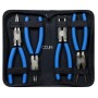 CCLIFE Sprengringzangen Set 4tlg mit blauen Griffen in schwarzer Tasche. Enthält gerade und gebogene Zangen für Innen- & Außensicherungen.