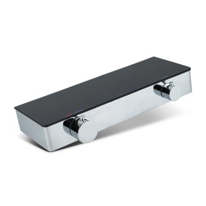 baliv Thermostat-Duscharmatur DU-2071 mit Schwarzglas und Chrom-Optik.