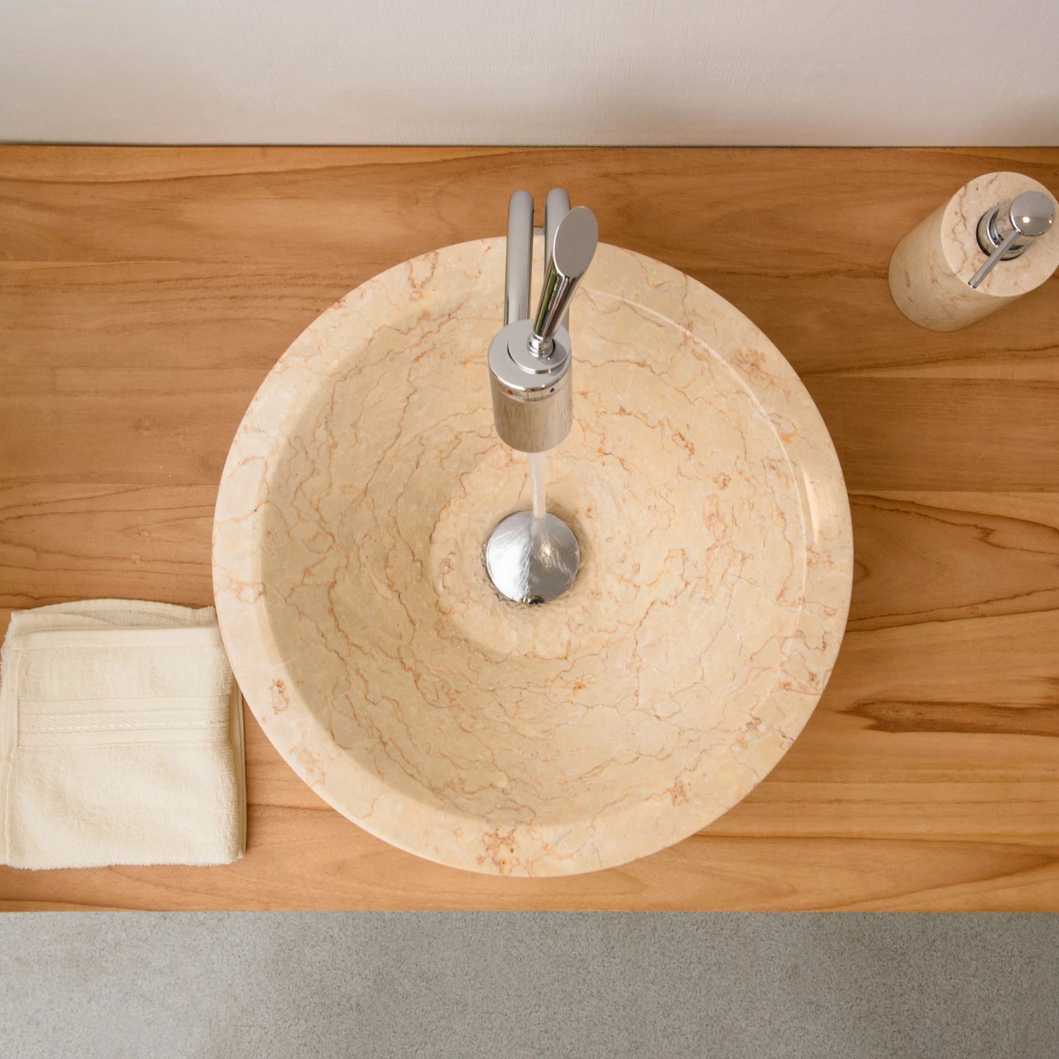 Wohnfreuden Marmor Waschbecken Caping 40 cm Creme_4