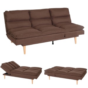 Braunes MCW Schlafsofa M79 aus Stoff/Textil, mehrfach verstellbar in Schlaf- und Relaxfunktion.