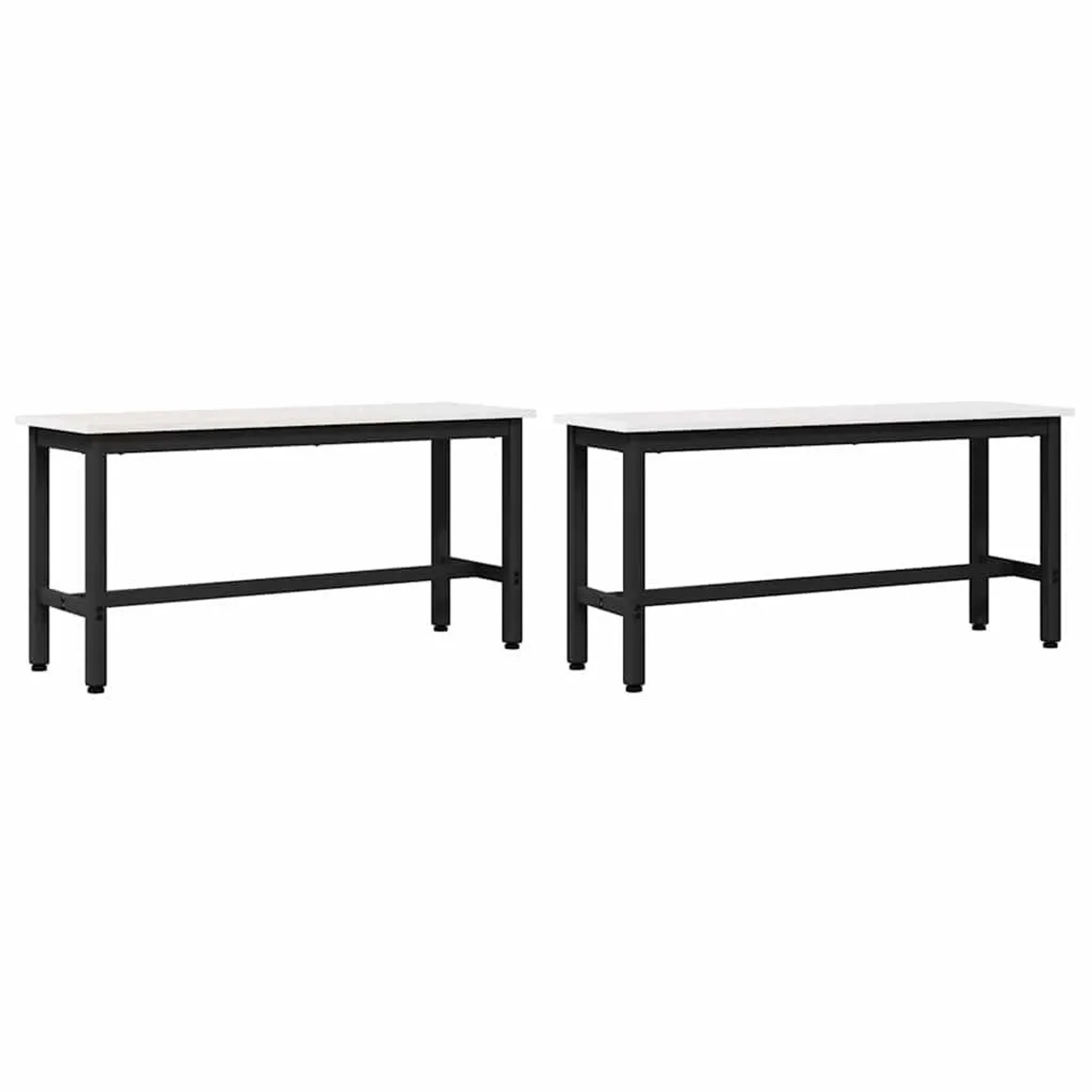 vidaXL Esstischbank 2 Stk Weiß 100 x 32,5 x 49 cm Massives Kiefernholz 873789