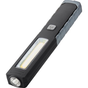 Schwarze Work Line LED Arbeitsleuchte mit zwei Leuchtzonen und grauen Akzenten.