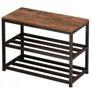 Rebiko Schuhschrank Mit Sitzfläche Großes Regal Im Industrial-loft-stil Retro Holz 62 Cm
