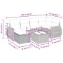 vidaXL 7-tlg. Garten-Sofagarnitur aus schwarzem Poly Rattan mit Maßen.