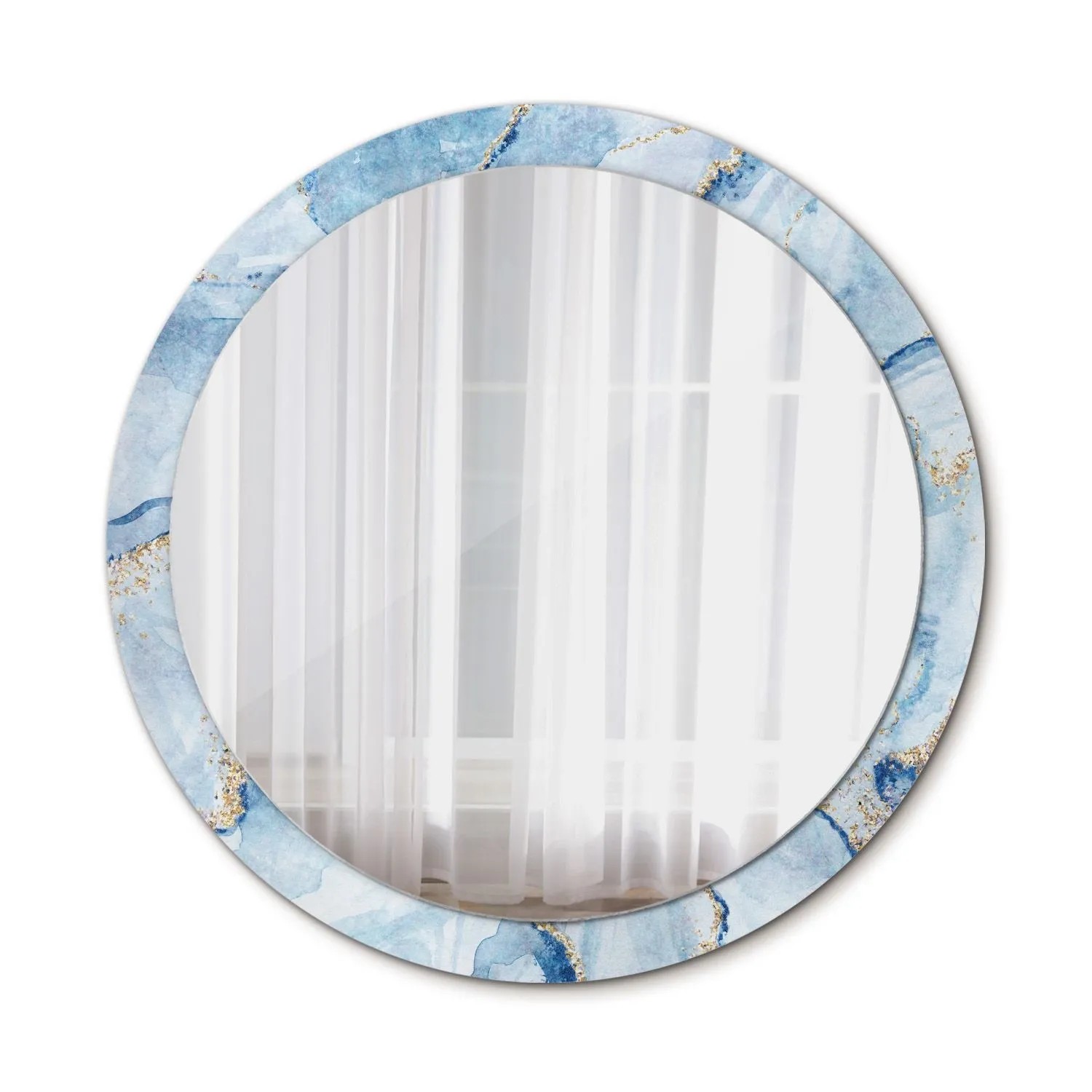 Tulup Bedruckte Spiegel Blauer Marmor Runder Spiegel mit Dekoration 100x100 günstig online kaufen