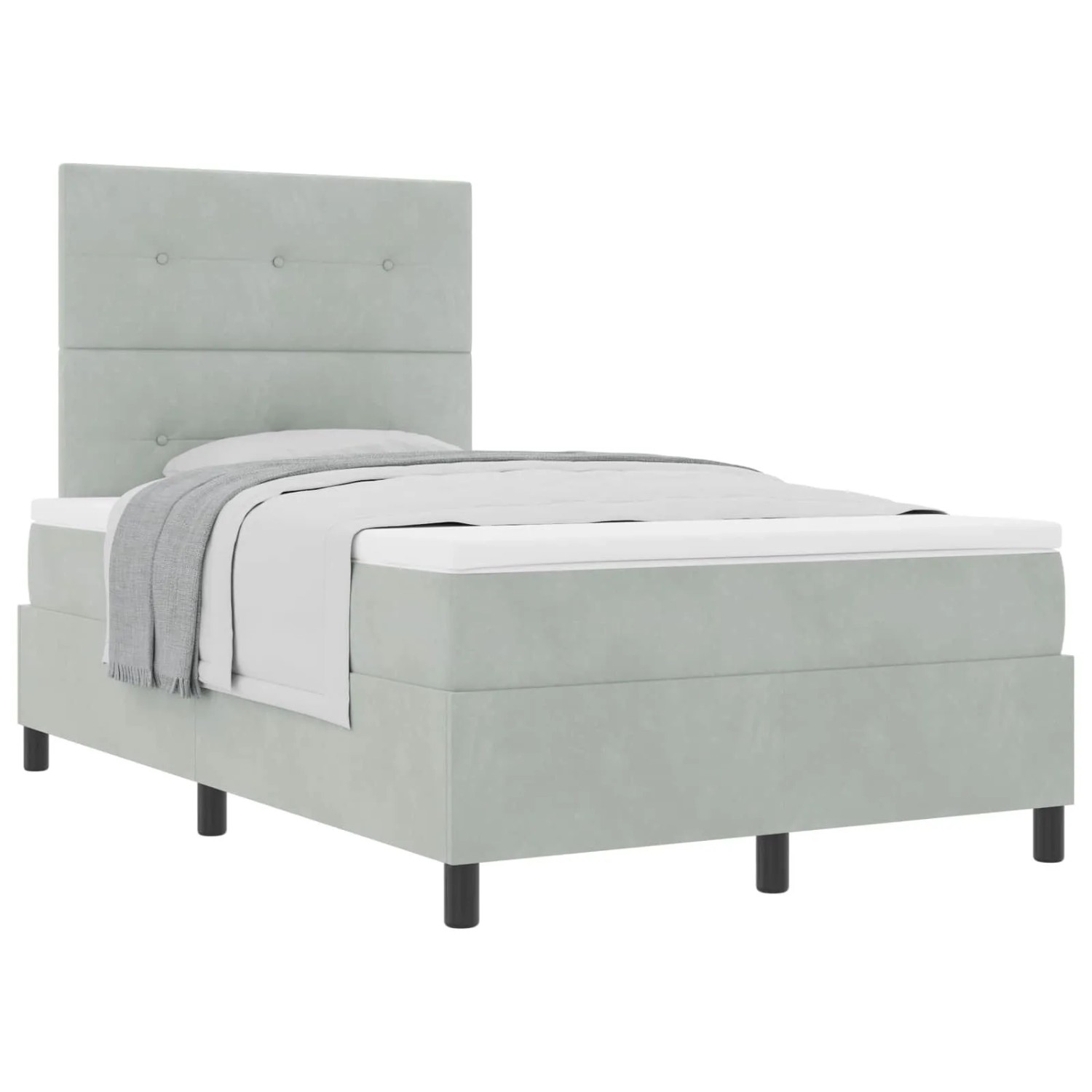 vidaXL Boxspringbett mit Matratze Hellgrau 120 x 190 cm Stoff 3339818
